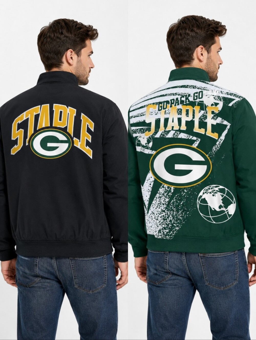 NFL x Staple Hunter Green Bay Packers Reversible Jacket Football Fan Active S L